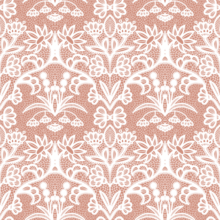 Lace black seamless pattern with flowers on white backgroundのイラスト素材