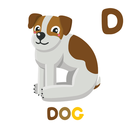 D is for Dog. Letter C. Dog, funny cute illustration. Animal alphabetのイラスト素材