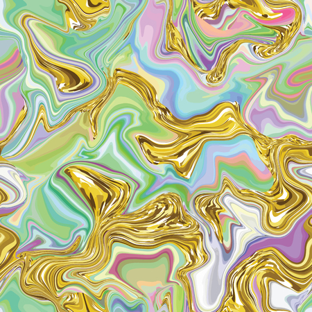 Marble seamless pattern in neon brightful colors. Vector illustration. Gold, goldenのイラスト素材