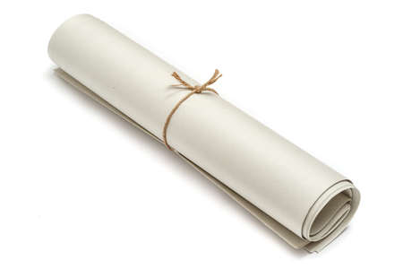 Blank news paper rolled up on isolated background.