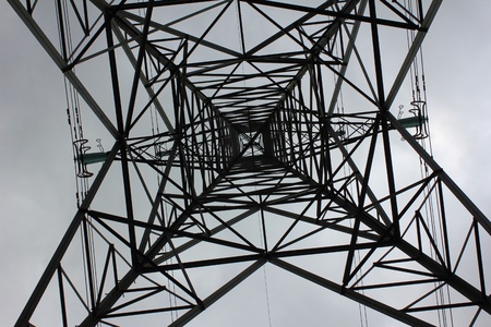 looking up inside a pylonの写真素材