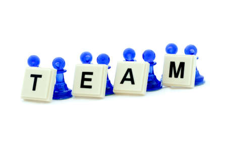 Illustration of a group of people cooperating during team building training.の写真素材