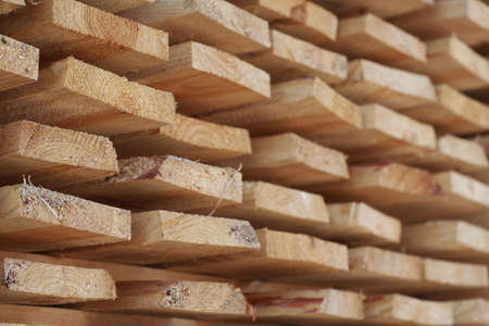 Stack of rough pine boards.の写真素材