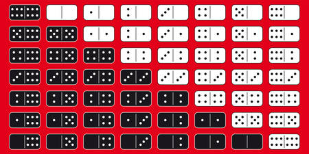 2 sets of domino blocks (black and white). Vector graphic - perfect to use in various designs or 3d modelling.のイラスト素材