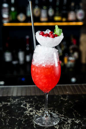 Margarita cocktail, dark background, side view, close upの写真素材