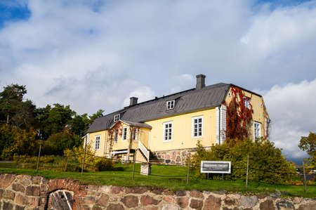 Old House with nice garden in autumn. Suburb of Helsinki, Finlandの写真素材