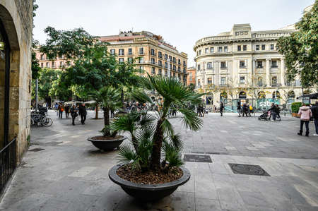 Gothic Quarter of the city. Barri Gotic. 03.01.2020 Barcelona, Spain.