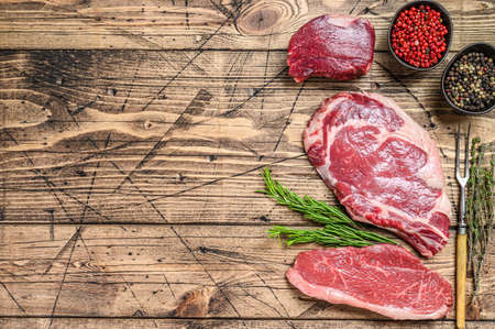 Fresh raw Prime Black Angus beef steakの写真素材