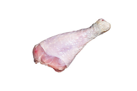 Uncooked turkey legs Drumsticks, raw Poultry meat. isolated on white backgroundの写真素材