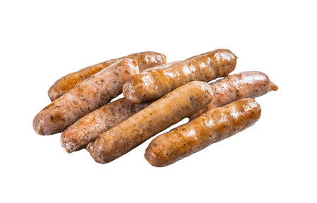 Roasted Bratwurst Hot Dog sausages. isolated on white background.の写真素材