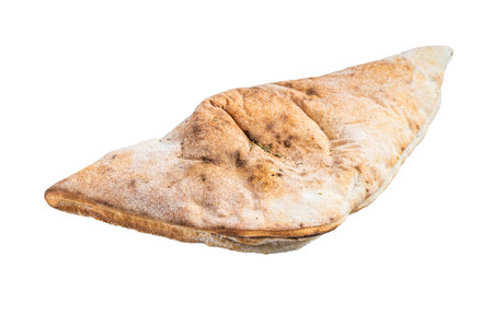 Italian Calzone pizza with chicken and cheese. isolated on white backgroundの写真素材