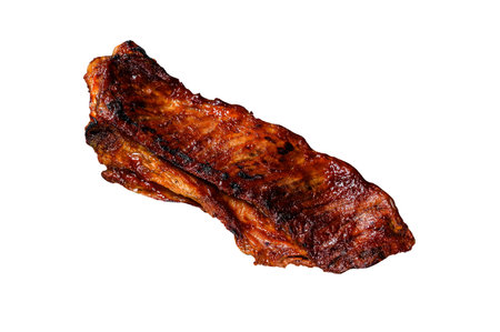 Grilled veal short spare rib meat with butcher knife. isolated on white backgroundの写真素材