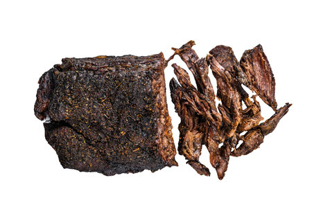 Smoked bbq Beef Brisket meat steak. isolated on white backgroundの写真素材