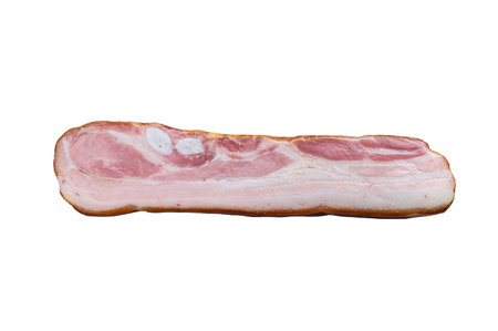 Fresh pork belly bacon block. isolated on white backgroundの写真素材