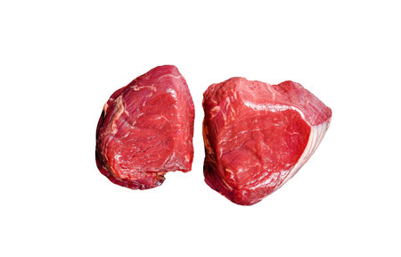 Raw Prime Black Angus Tenderloin beef steaks. isolated on white backgroundの写真素材