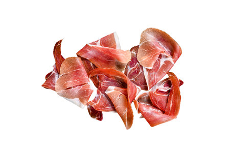 Spanish jamon Serrano, ham. isolated on white backgroundの写真素材