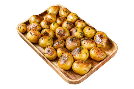 Roasted potato with thyme and salt. Top viewの写真素材