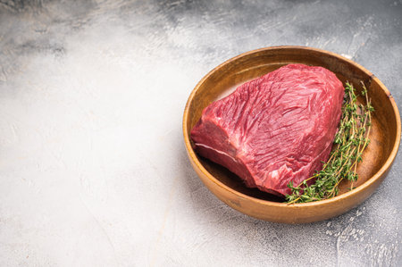 Fresh Roe Deer meat, raw Wild Venison Game Meat. white background. top view.の写真素材