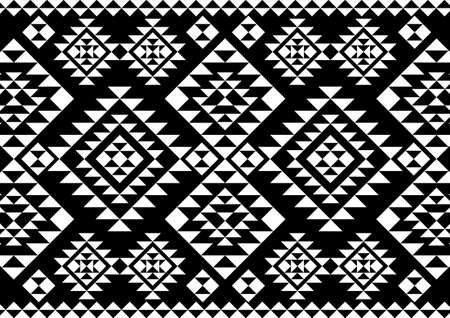 Tribal native monochrome carpet pattern.のイラスト素材