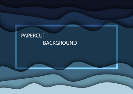 Navy blue color papercut background.のイラスト素材