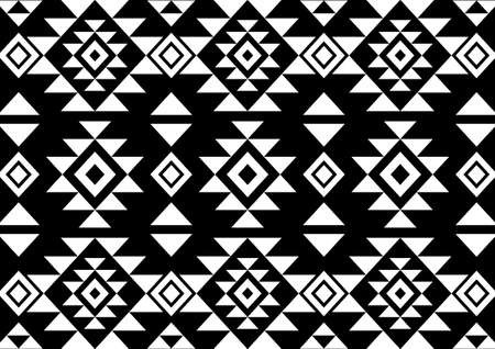 Seamless back and white ethnic pattern