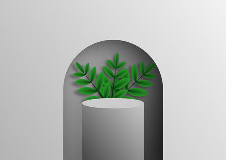 Gray wall showcase podium templateのイラスト素材