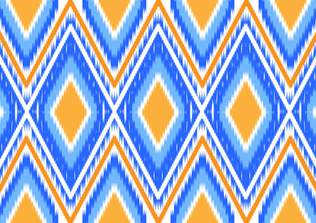 Blue yellow fabric pattern blanketのイラスト素材