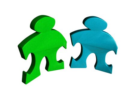 puzzle pieces as boys or man modelsの写真素材