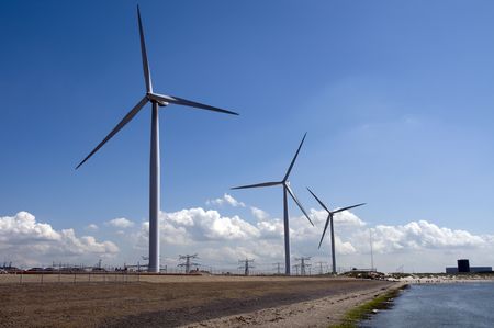 windmills in holland for green energyの写真素材