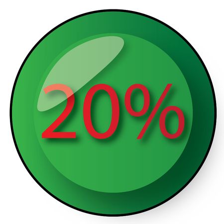 green button with 20 % discount in red textの写真素材