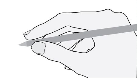 riting hand with a pencilの写真素材