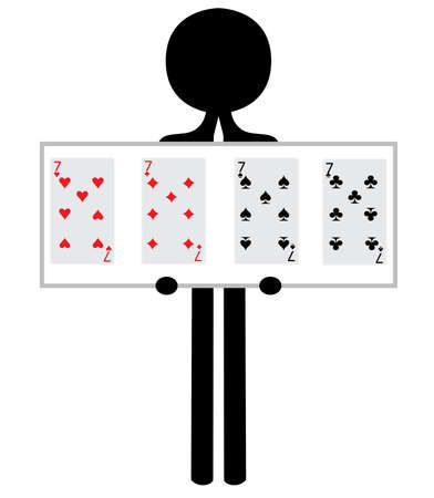 man with four sevens from pokergameの写真素材