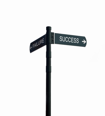 direction sign with failure and successの写真素材