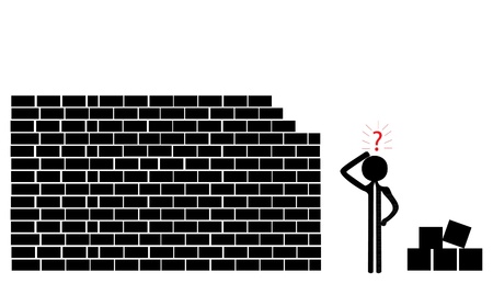  teamwork building a wall from stonesのイラスト素材
