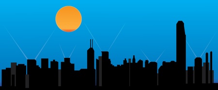 hong kong skylineのイラスト素材
