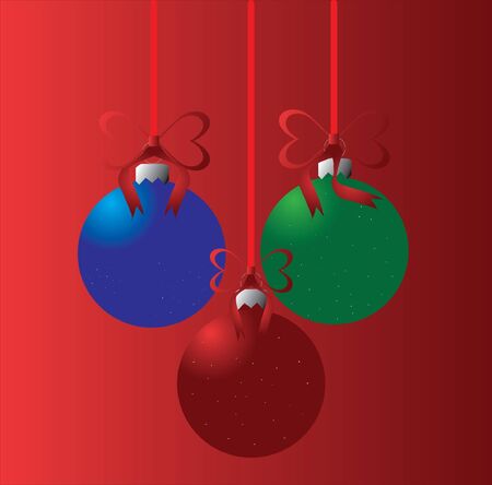 christmas balls in red blue greenのイラスト素材