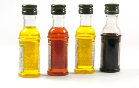 bottles with olive oil in different tasteの写真素材