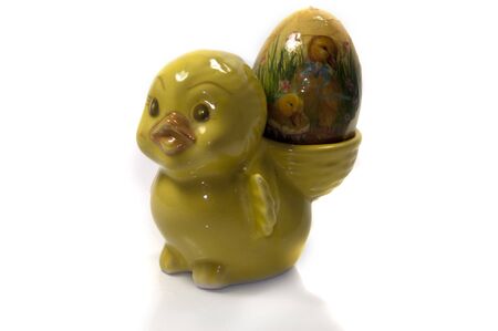 easter duck on isolated whiteの写真素材