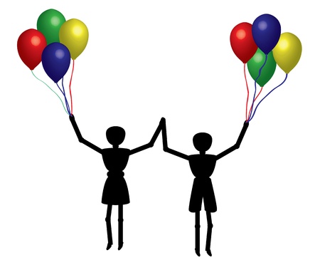 boy and girl with balloonのイラスト素材