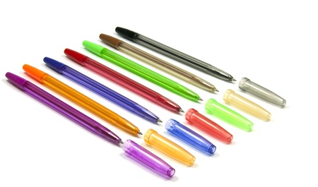 writing pencils in all collorsの写真素材