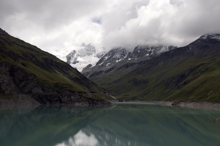 Lake Moiry in the Switzerland alpsの写真素材