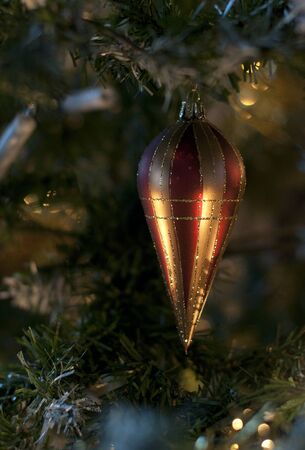 red golden chritsmas ball as decorationの写真素材