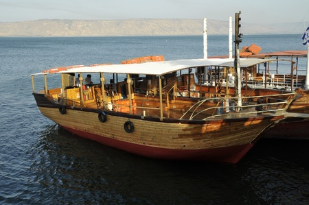 boat on lake of tiberiasのeditorial素材
