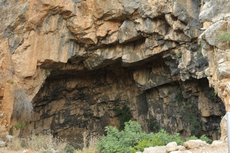 Caesarea Philippi in Israel, source of the Jordan River and worship of Panの写真素材