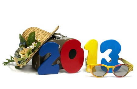 suitcase summerhat and glasses for vacation 2013の写真素材