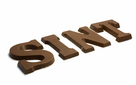 chocolate letters sint isolated on whteの写真素材