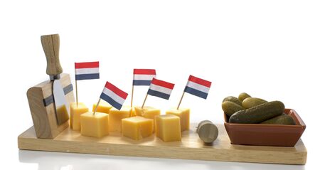 dutch flag on pieces of cheeseの写真素材