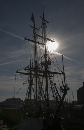 HELLEVOETSLUIS,HOLLAN D - AUGUST 31 The russian frigat Shtandart for renovation in the dry dock,on...
