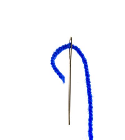 blue wool through the eye of the needleの写真素材