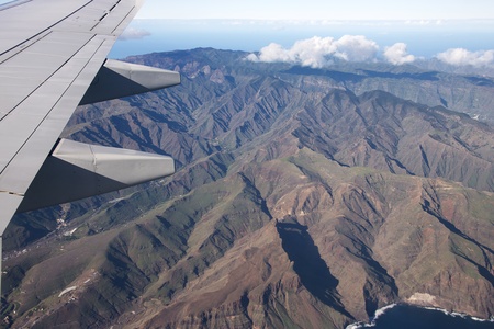 view from the plane at the spanish island La Gomeraの写真素材